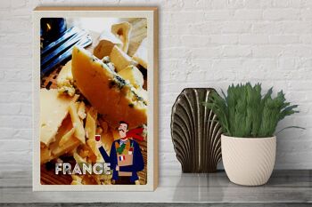 Panneau en bois voyage 30x40cm France fromages vin baguette 3