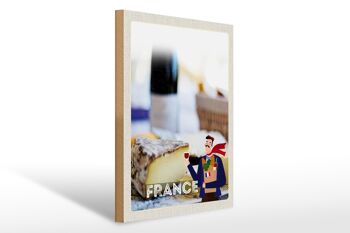 Panneau en bois voyage 30x40cm France moule fromage croissant 1
