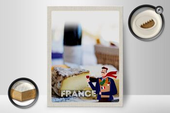 Panneau en bois voyage 30x40cm France moule fromage croissant 2