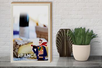 Panneau en bois voyage 30x40cm France moule fromage croissant 3