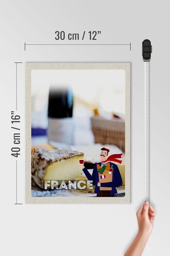 Panneau en bois voyage 30x40cm France moule fromage croissant 4