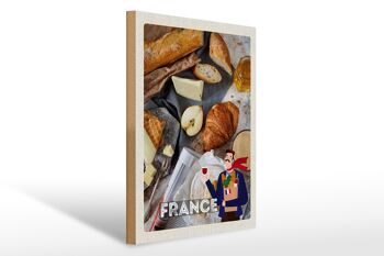 Panneau en bois voyage 30x40cm France fromage miel baguette 1