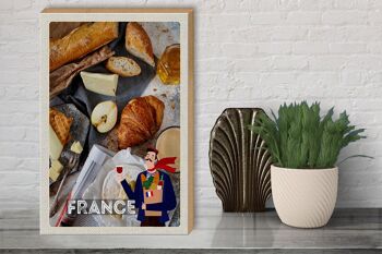 Panneau en bois voyage 30x40cm France fromage miel baguette 3