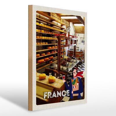 Cartello in legno da viaggio 30x40 cm Produzione di macchine per formaggio in Francia