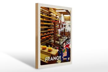 Panneau en bois voyage 30x40cm France production machine à fromage 1