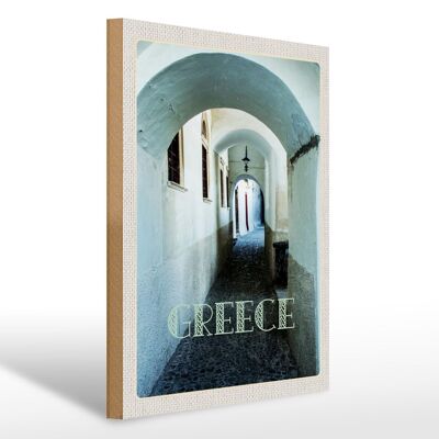 Wooden sign travel 30x40cm Greece passage building