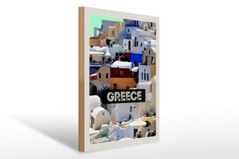 Panneau en bois voyage 30x40cm Grèce Grèce maisons vacances 1