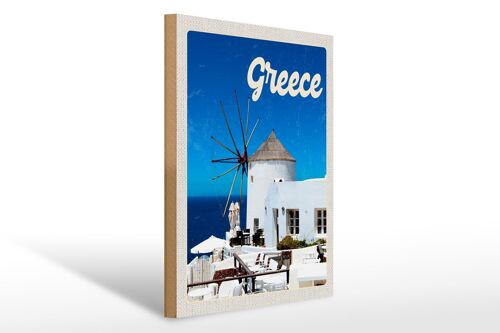 Holzschild Reise 30x40cm Greece Griechenland weiße Häuser