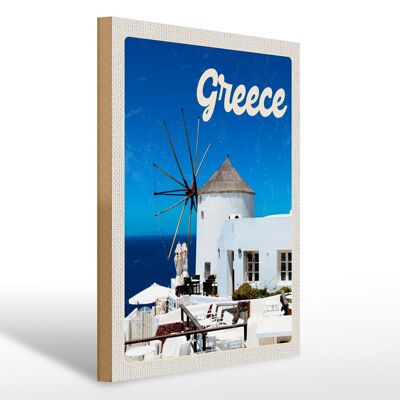 Holzschild Reise 30x40cm Greece Griechenland weiße Häuser