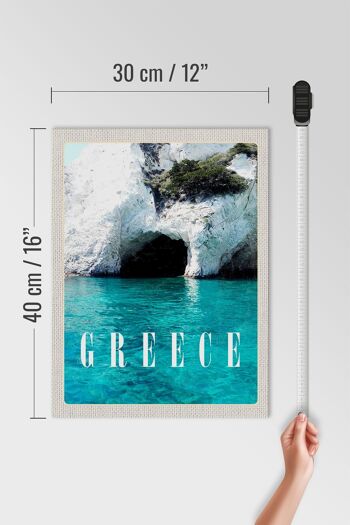 Panneau en bois voyage 30x40cm Grèce mer plage pierre grotte vacances 4