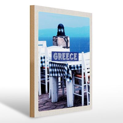 Cartel de madera viaje 30x40cm Grecia Grecia restaurante mar