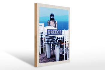 Panneau en bois voyage 30x40cm Grèce Grèce restaurant mer 1