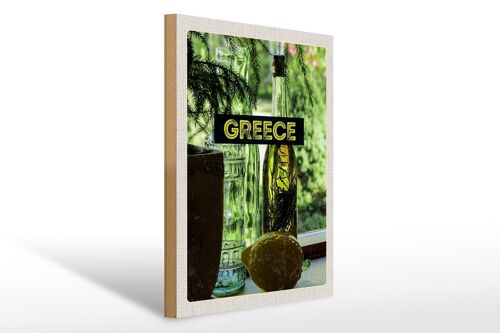 Holzschild Reise 30x40cm Greece Griechenland Flaschen