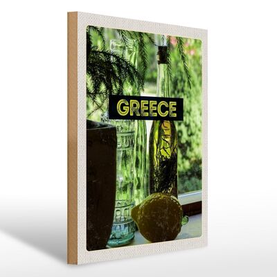 Holzschild Reise 30x40cm Greece Griechenland Flaschen
