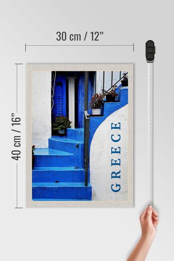 Panneau en bois voyage 30x40cm Grèce Grèce escaliers bleus 4