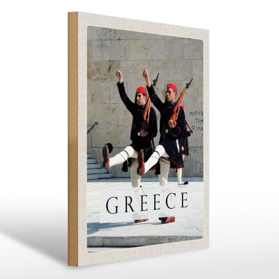 Cartello in legno da viaggio 30x40 cm Grecia Cappello arma soldati greci