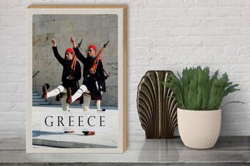 Panneau en bois voyage 30x40cm Grèce Grèce soldats arme chapeau 3