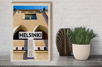 Panneau en bois voyage 30x40cm Helsinki Finlande bâtiment vacances 3