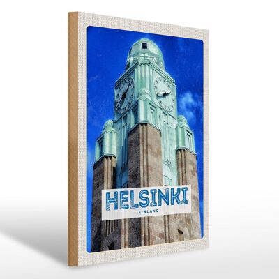 Cartel de madera viaje 30x40cm Helsinki Finlandia arquitectura de la iglesia