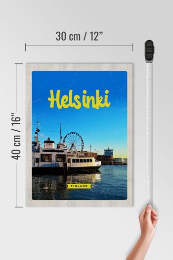 Panneau en bois voyage 30x40cm Helsinki Finlande bateau grande roue 4