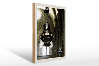 Panneau en bois voyage 30x40cm Espagne lanterne d'église Moyen Âge 1