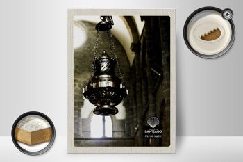 Panneau en bois voyage 30x40cm Espagne lanterne d'église Moyen Âge 2