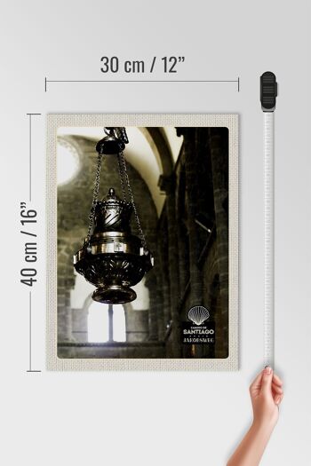 Panneau en bois voyage 30x40cm Espagne lanterne d'église Moyen Âge 4