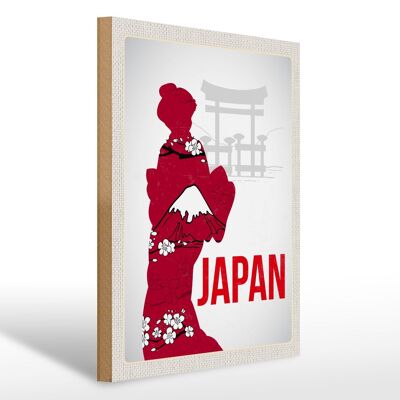 Cartel de madera viaje 30x40cm Japón Asia Vestido kimono tradicional