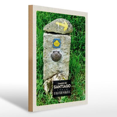 Holzschild Reise 30x40cm Spain Camino De Santiago Jakobsweg