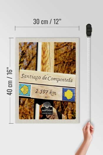 Panneau en bois voyage 30x40cm Espagne vacances Saint Jacques de Compostelle 4
