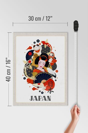 Panneau en bois voyage 30x40cm Japon femme chat poisson art culture 4