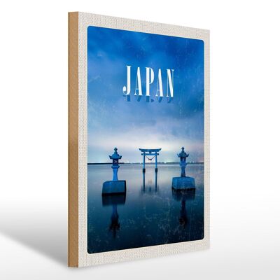 Cartel de madera viaje 30x40cm Japón Asia Mar Cultura Arquitectura