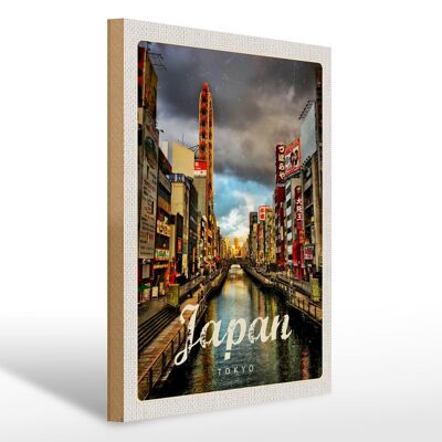 Holzschild Reise 30x40cm Tokio Japan Asien Urlaubsziel Kultur