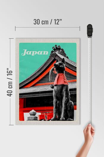 Panneau en bois voyage 30x40cm, statue Kitsune du temple Miyajima du japon 4