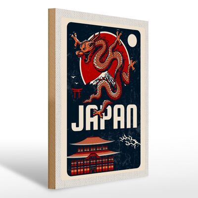 Cartello in legno da viaggio 30x40 cm Giappone Asia Architettura Dragon Trip