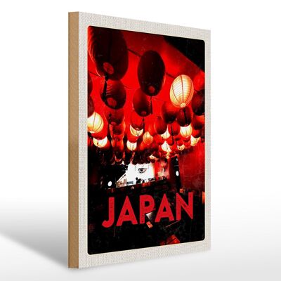 Panneau en bois voyage 30x40cm Japon Asie restaurant lanterne rouge