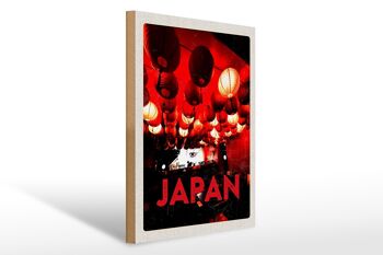 Panneau en bois voyage 30x40cm Japon Asie restaurant lanterne rouge 1