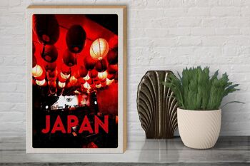 Panneau en bois voyage 30x40cm Japon Asie restaurant lanterne rouge 3