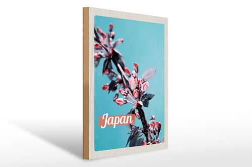 Holzschild Reise 30x40cm Japan Asien Blumen Baum Knospe Urlaub