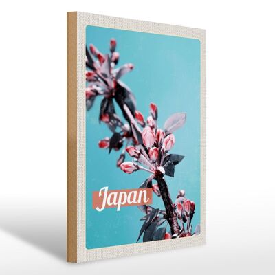 Cartel de madera viaje 30x40cm Japón Asia flores árbol brote vacaciones