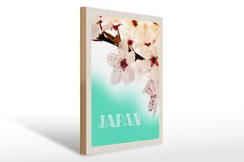 Panneau en bois voyage 30x40cm Japon Asie fleurs de cerisier nature 1