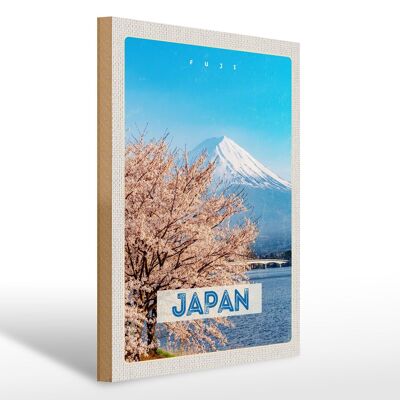 Cartel de madera viaje 30x40cm Japón Asia nieve invierno montañas