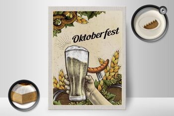 Panneau en bois voyage 30x40cm Munich Oktoberfest bretzel bière saucisse 2