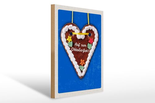 Holzschild Reise 30x40cm München Oktoberfest Lebkuchen Herz