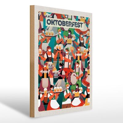 Cartel de madera de viaje 30x40cm Tambor de cerveza Oktoberfest de Múnich