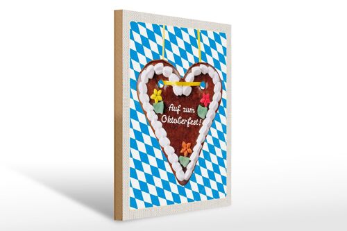 Holzschild Reise 30x40cm München Oktoberfest Lebkuchen Feier