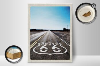 Panneau en bois voyage 30x40cm USA America street Route 66 Chicago 2