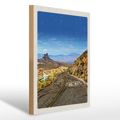 Cartel de madera viaje 30x40cm EE.UU. Ruta 66 EE.UU. carretera montañas vacaciones