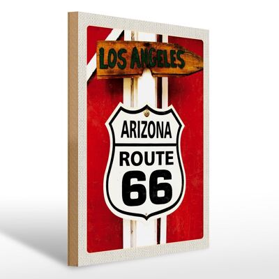 Cartel de madera viaje 30x40cm EE.UU. Los Ángeles Arizona Ruta 66 vacaciones