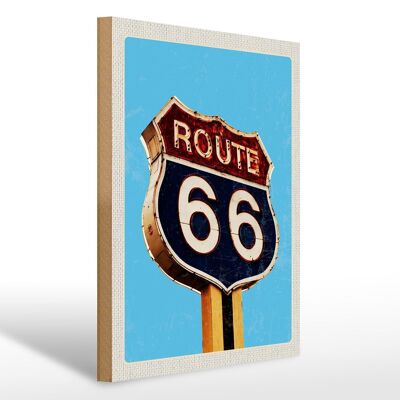Cartel de madera viaje 30x40cm America Route 66 gasolinera calle